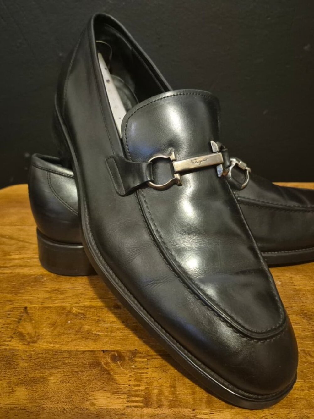 Salvatore Ferragamo Mens Black Loafers Size 10.5 2E